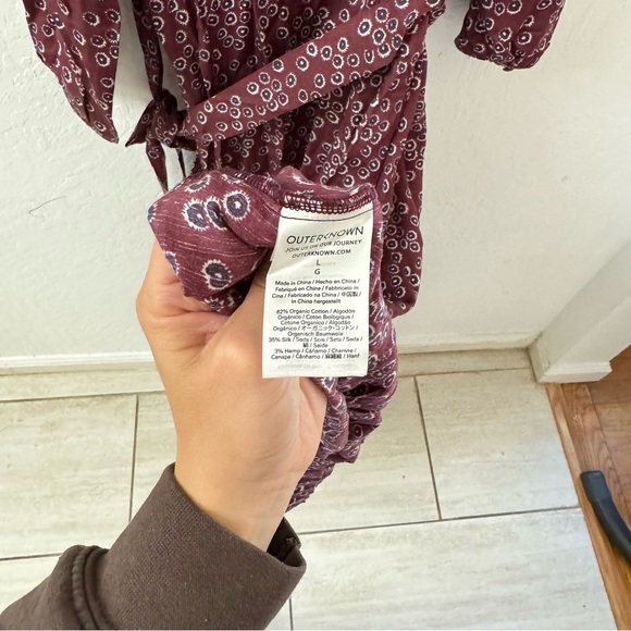 Outerknown Stardust midi dress plum laurel Cotton Silk L - Picture 4 of 10